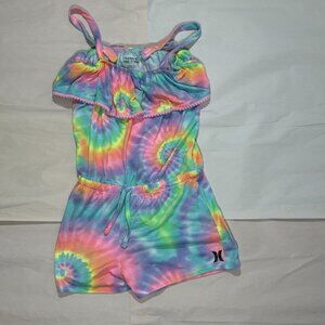 HURLEY Kid's Tie Dye Rainbow Romper One Piece Size MED Great Condition